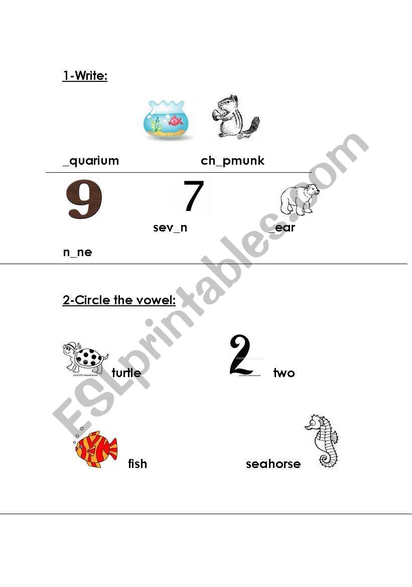 missing lettersquizvowels worksheet