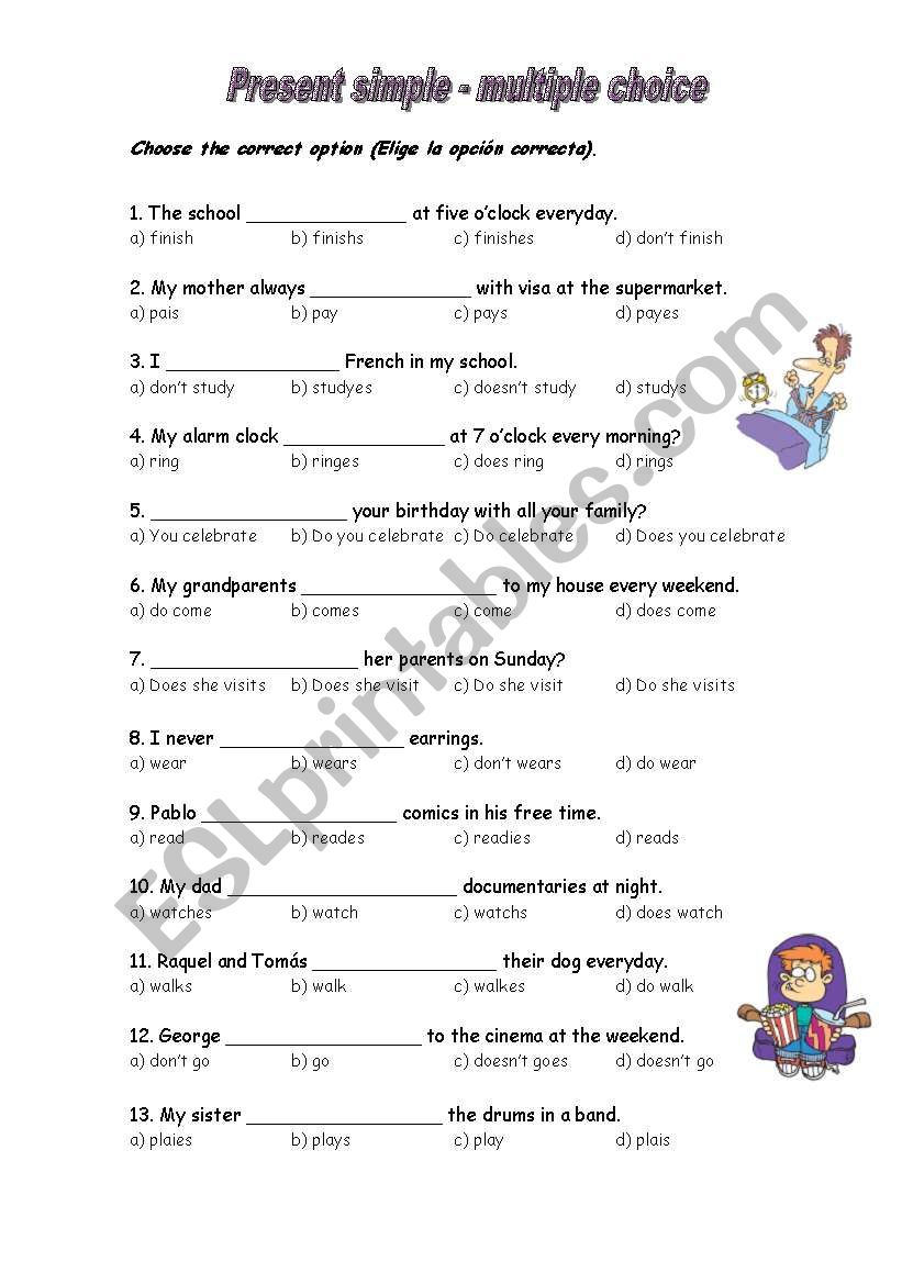 Simple Present Tense Worksheet Multiple Choice Electrical Diagram My XXX Hot Girl