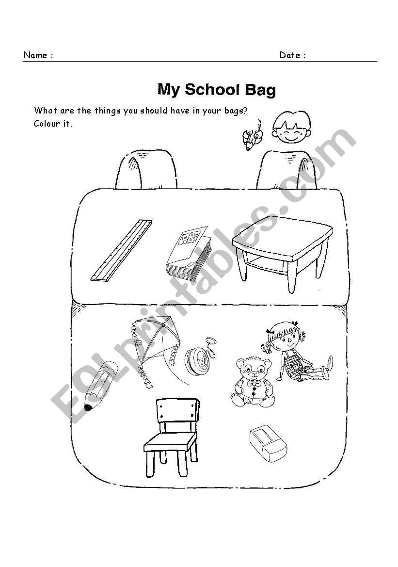 My School Bag worksheet