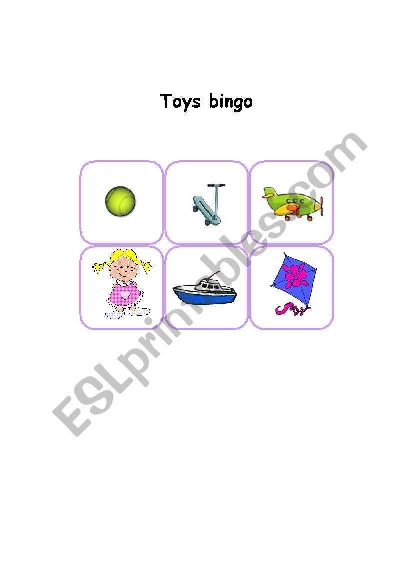Toys bingo flashcard 4 worksheet