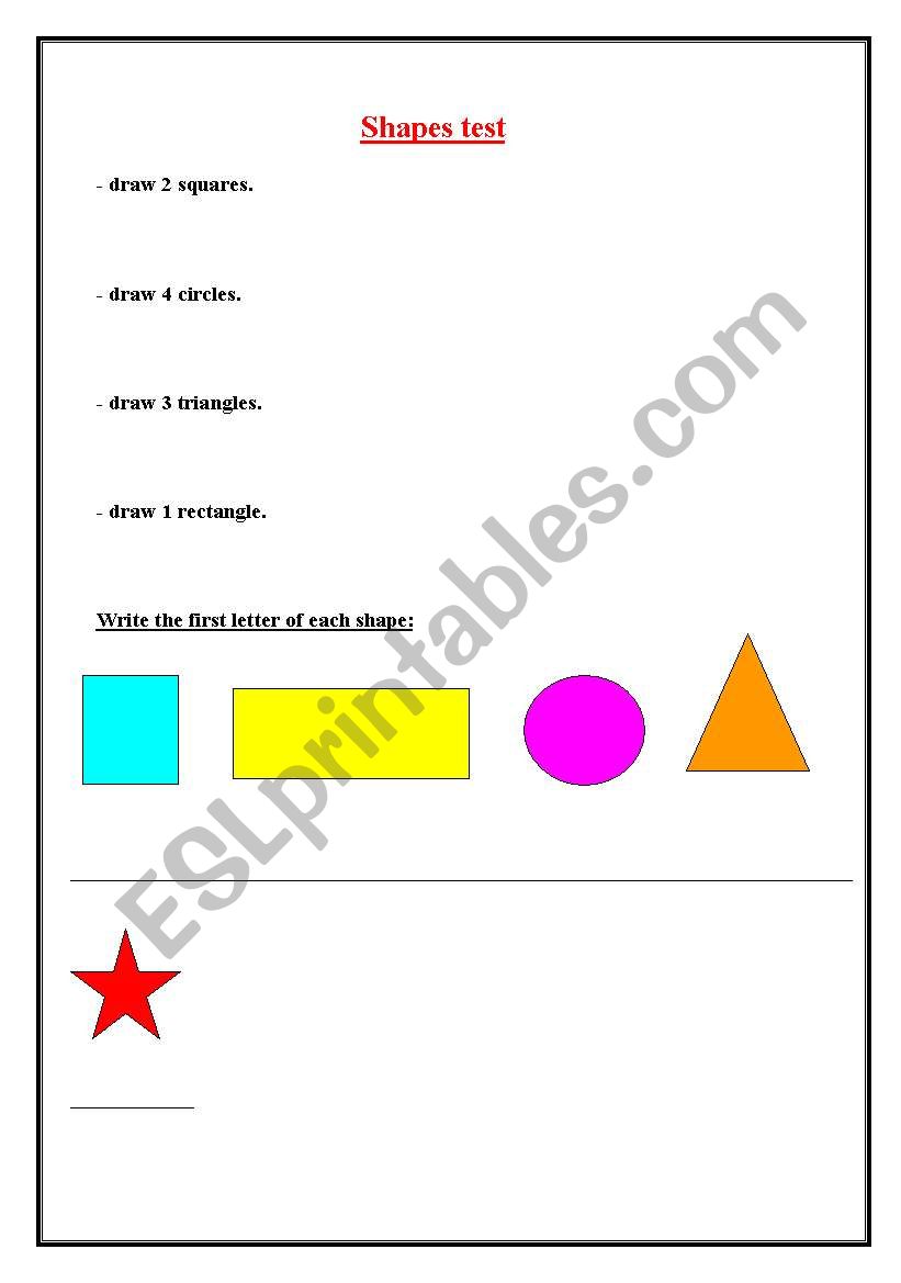 SHAPES worksheet