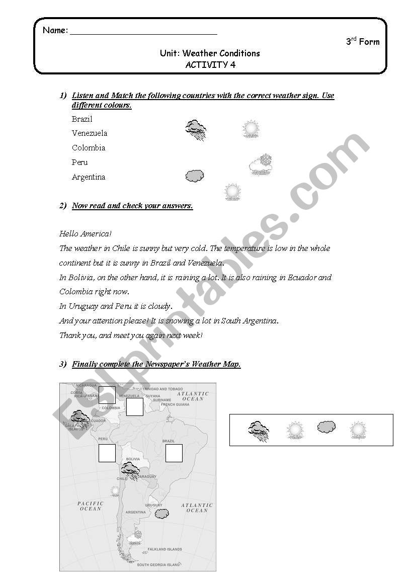 Weather 3 worksheet