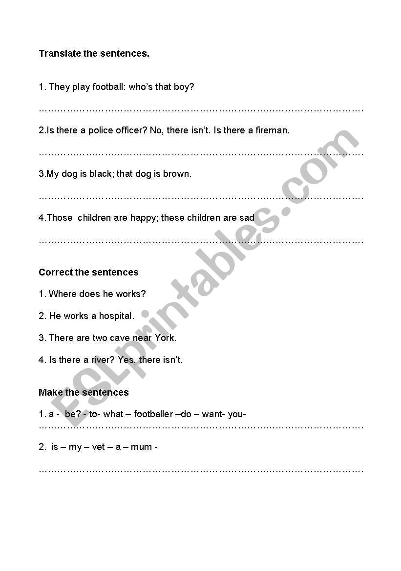 test worksheet