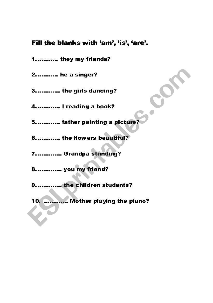 to be exercise (question) worksheet