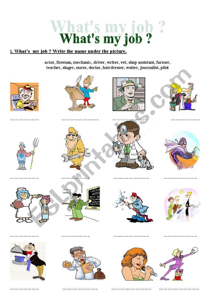 What´s my job ? - ESL worksheet by Myszka