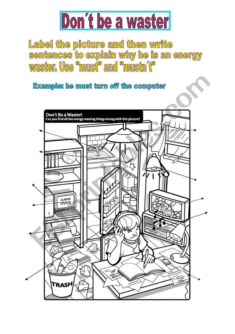 don´t be a waster - ESL worksheet by roco