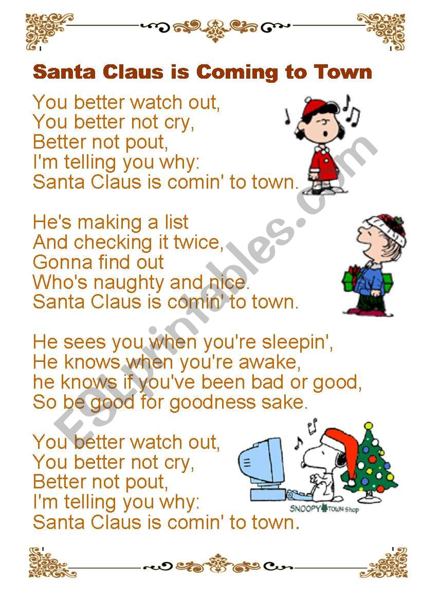 Santa Claus is coming to town - ESL worksheet by fatfatrea