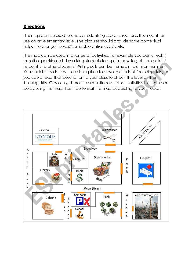 Directions worksheet