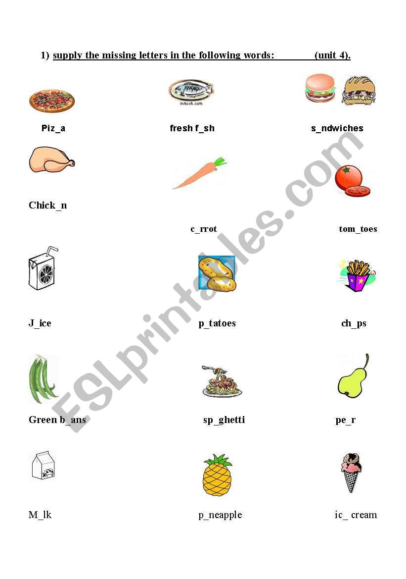 Food vocabulary. worksheet