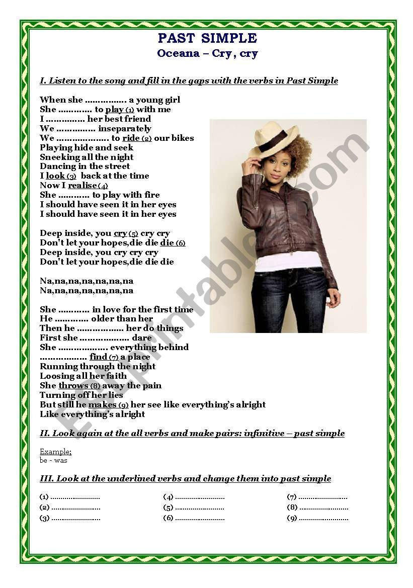 Past Simple Song ESL Worksheet By Myszka