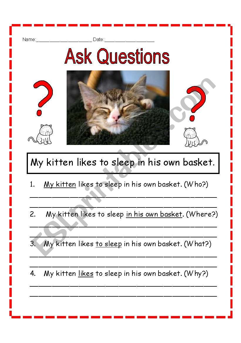Question the Answers  worksheet