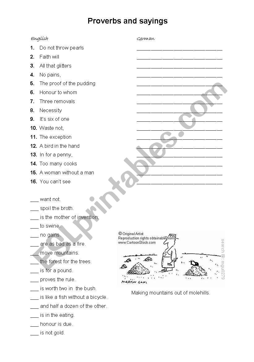 Proverbs and Sayings 2 worksheet