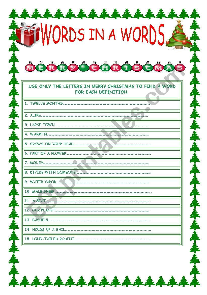 CHRISTMAS GAME worksheet