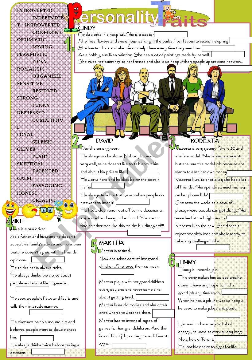 Personality Traits ESL Worksheet By Donapeter