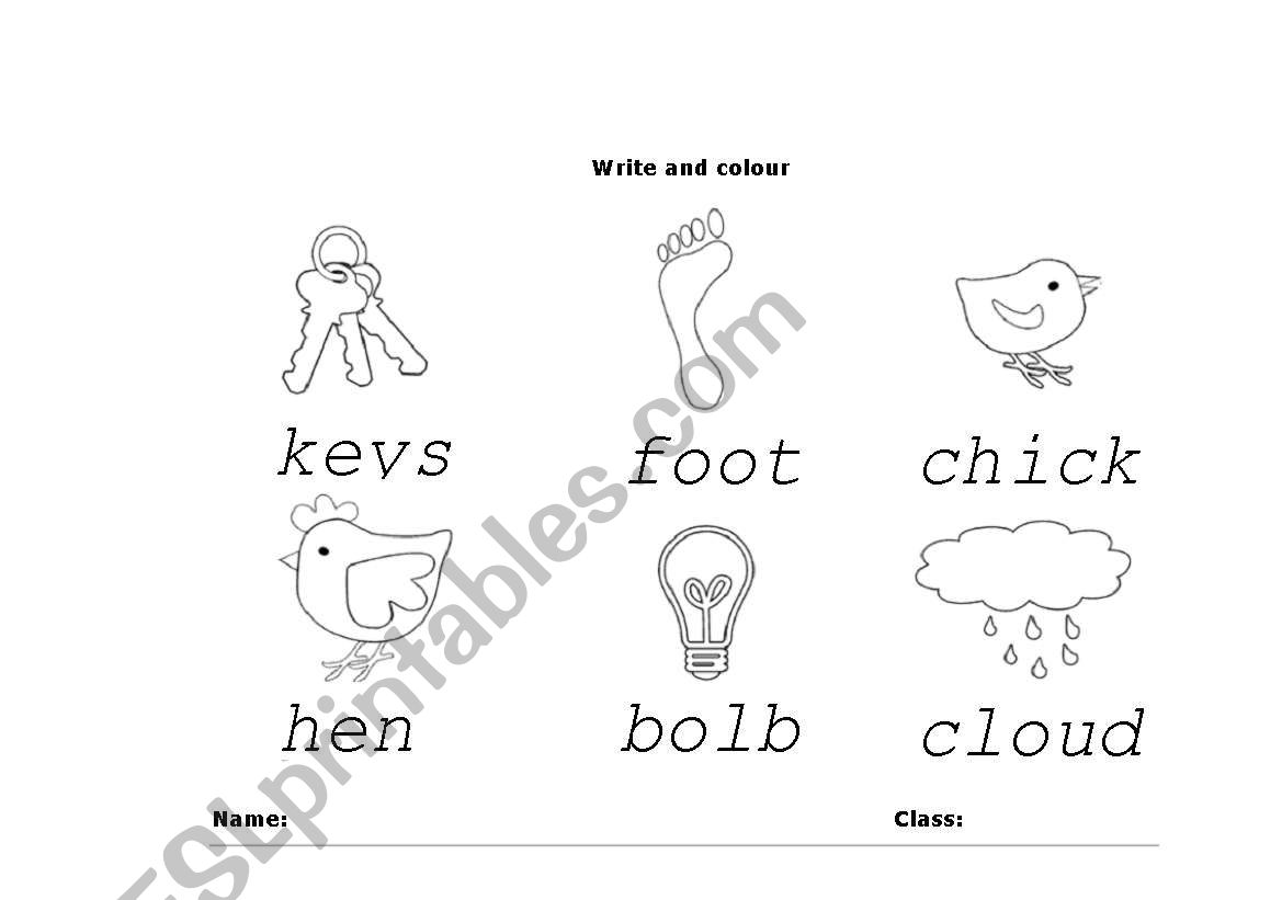 write and colour worksheet
