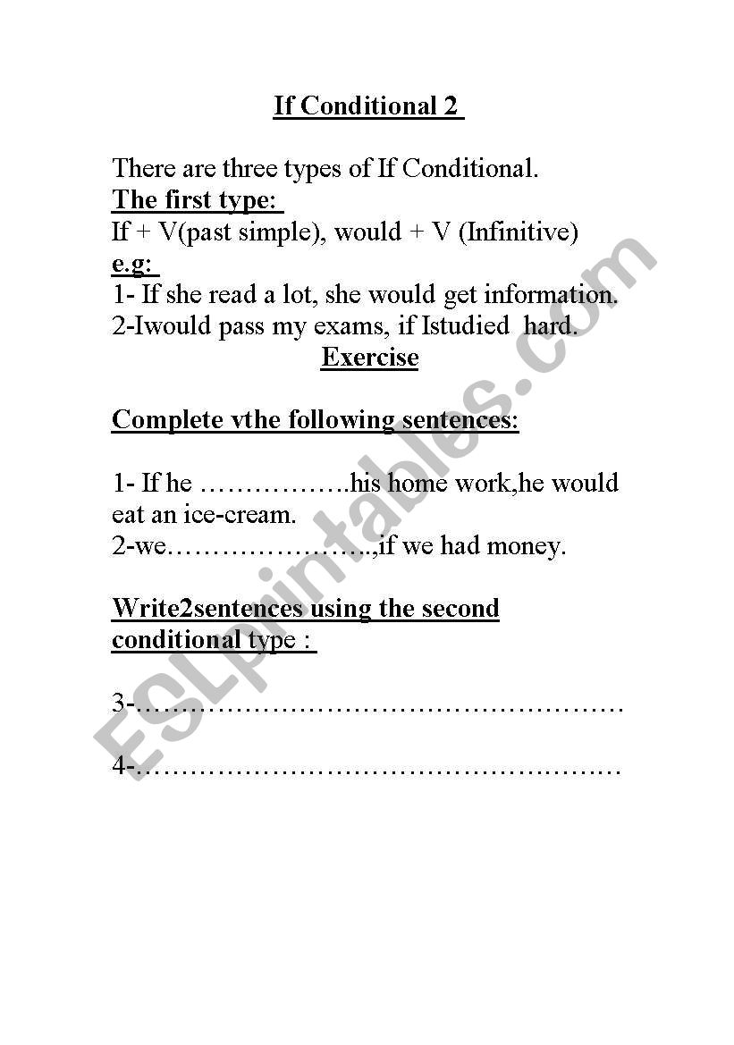 If conditional 2 worksheet