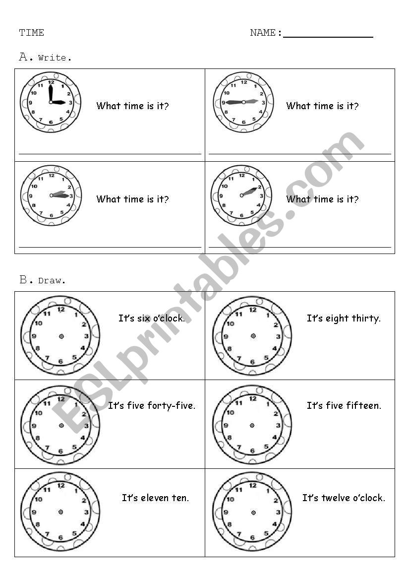 TIME worksheet