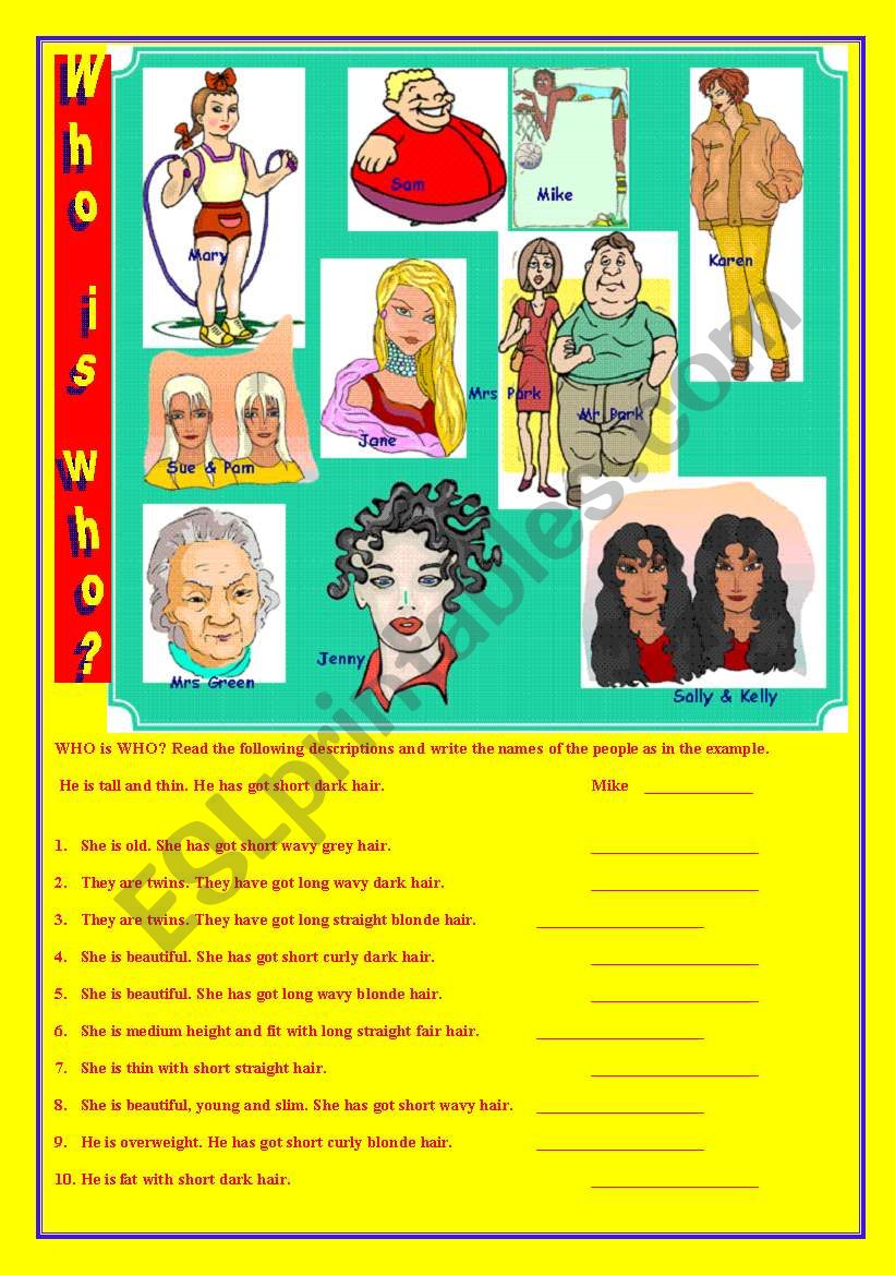 Who is who?? worksheet