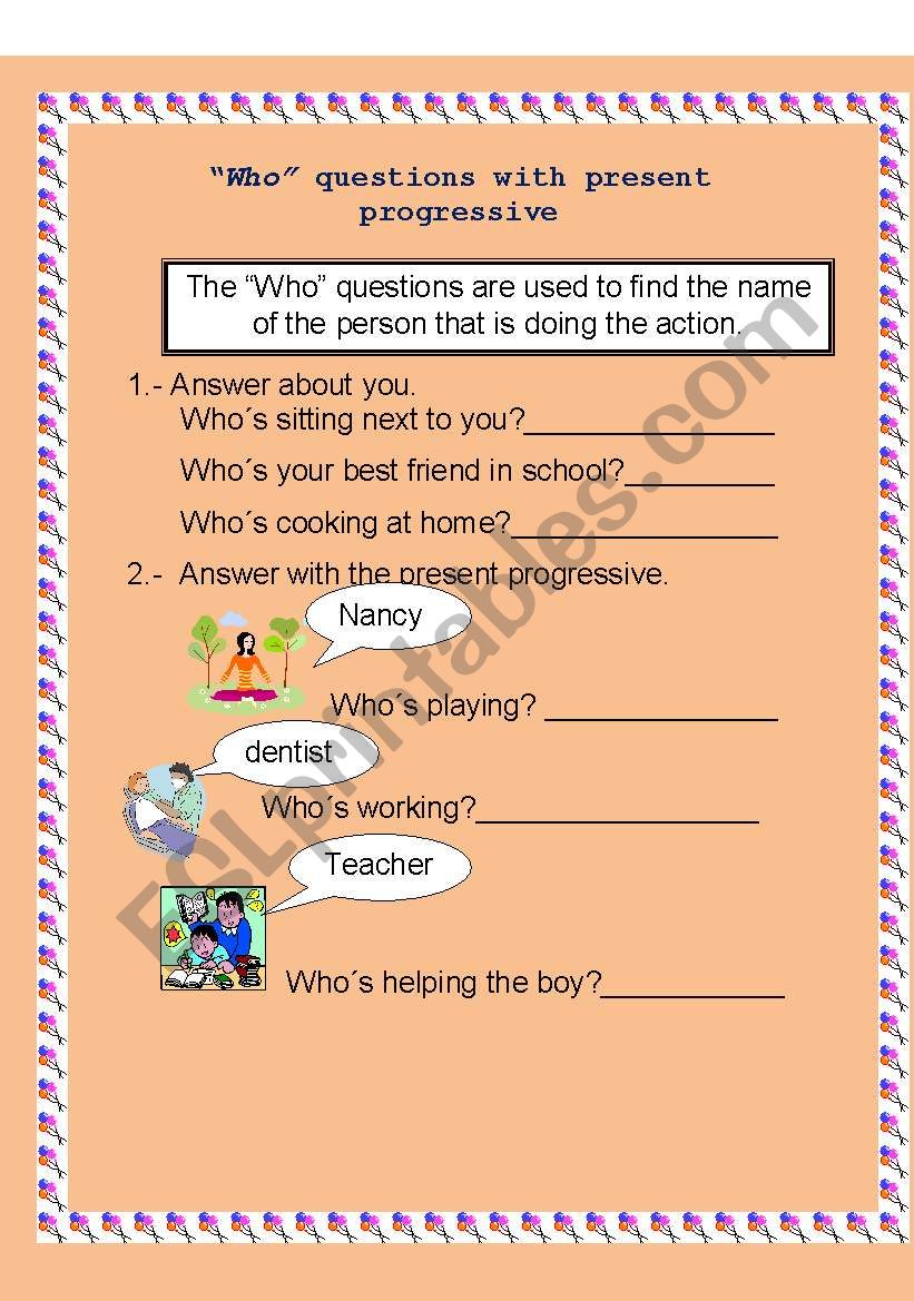 PRESENT PROGRESSIVE worksheet