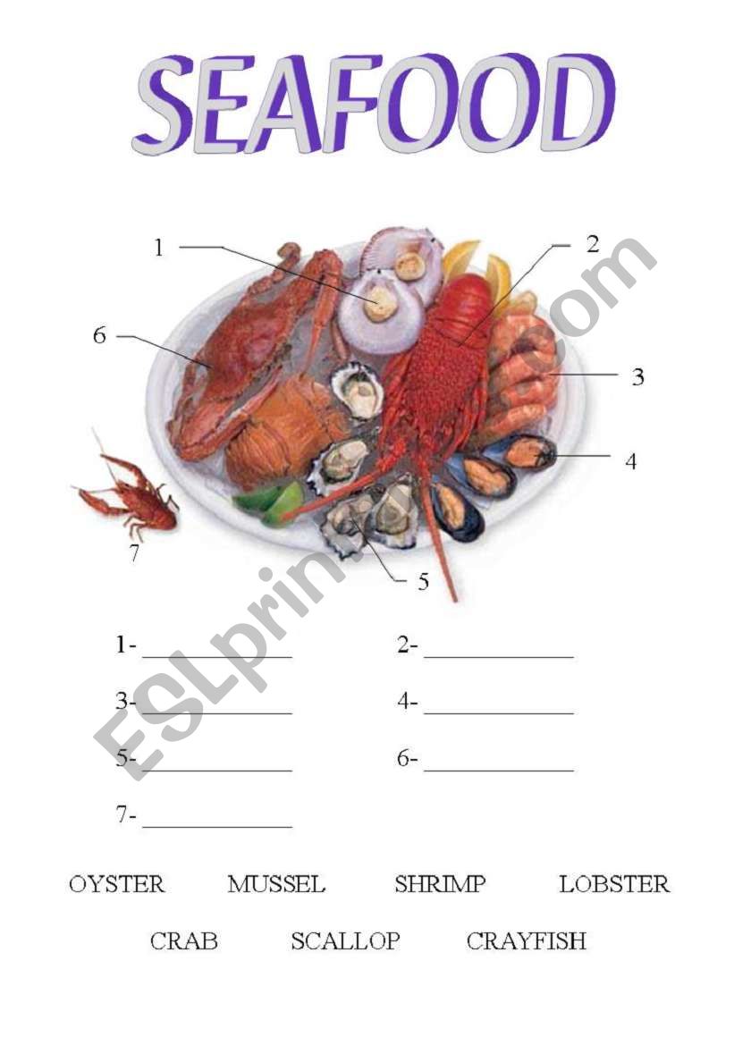 Seafood worksheet