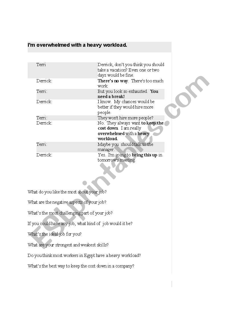 complaints conversation worksheet