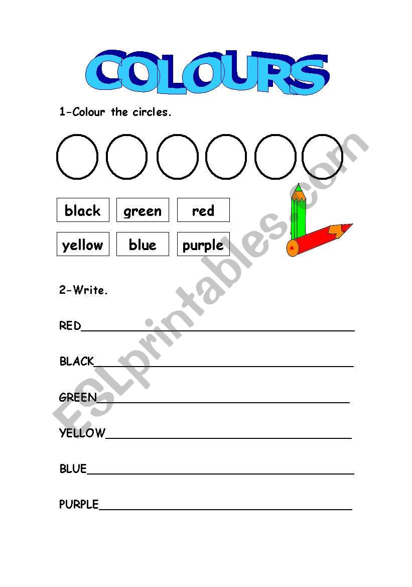 Colours worksheet