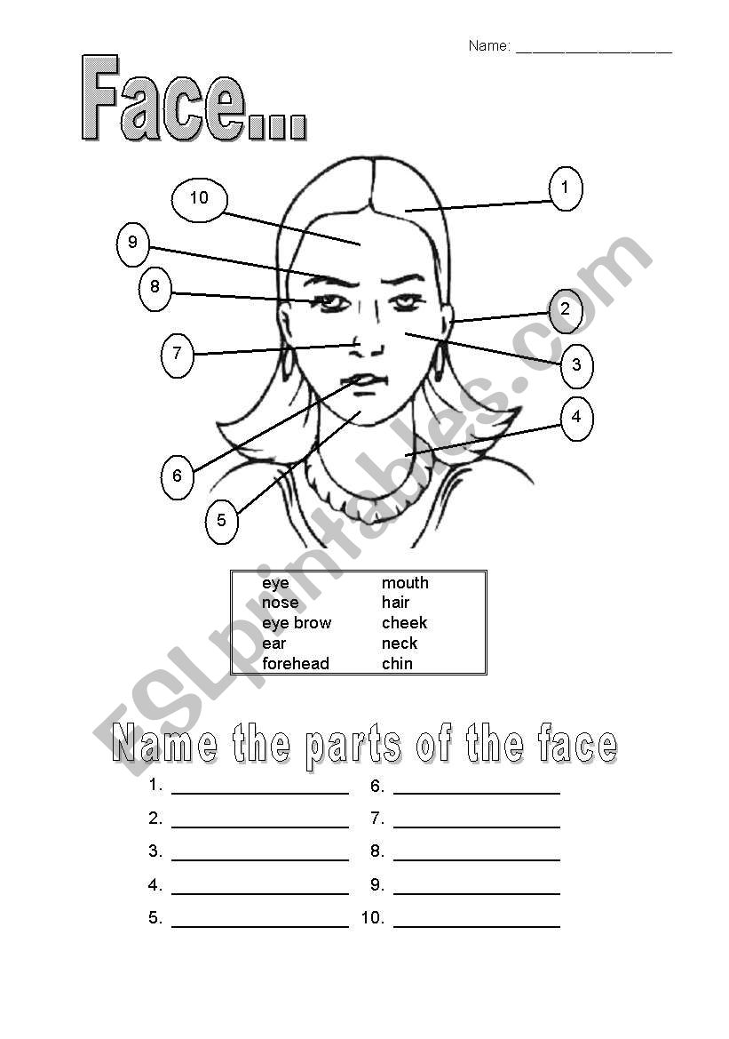 girls´ face - ESL worksheet by muhran