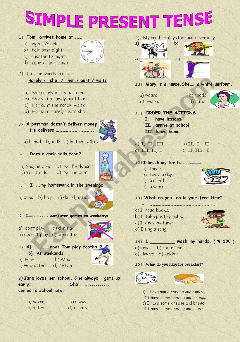 Tenses Multiple Choice Questions Pdf Charlottelasopa