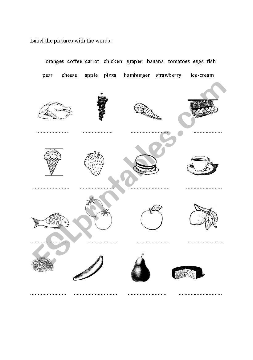 English Worksheets Food Vocabulary