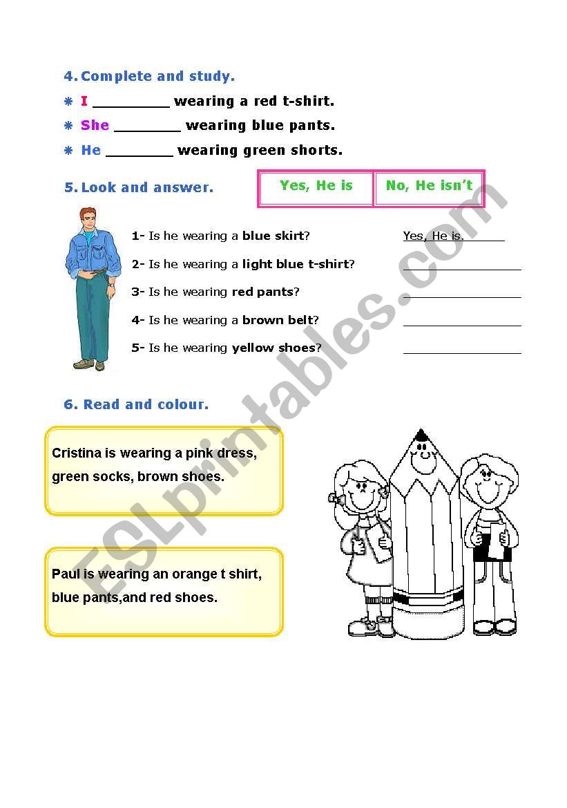 Clothes Description worksheet