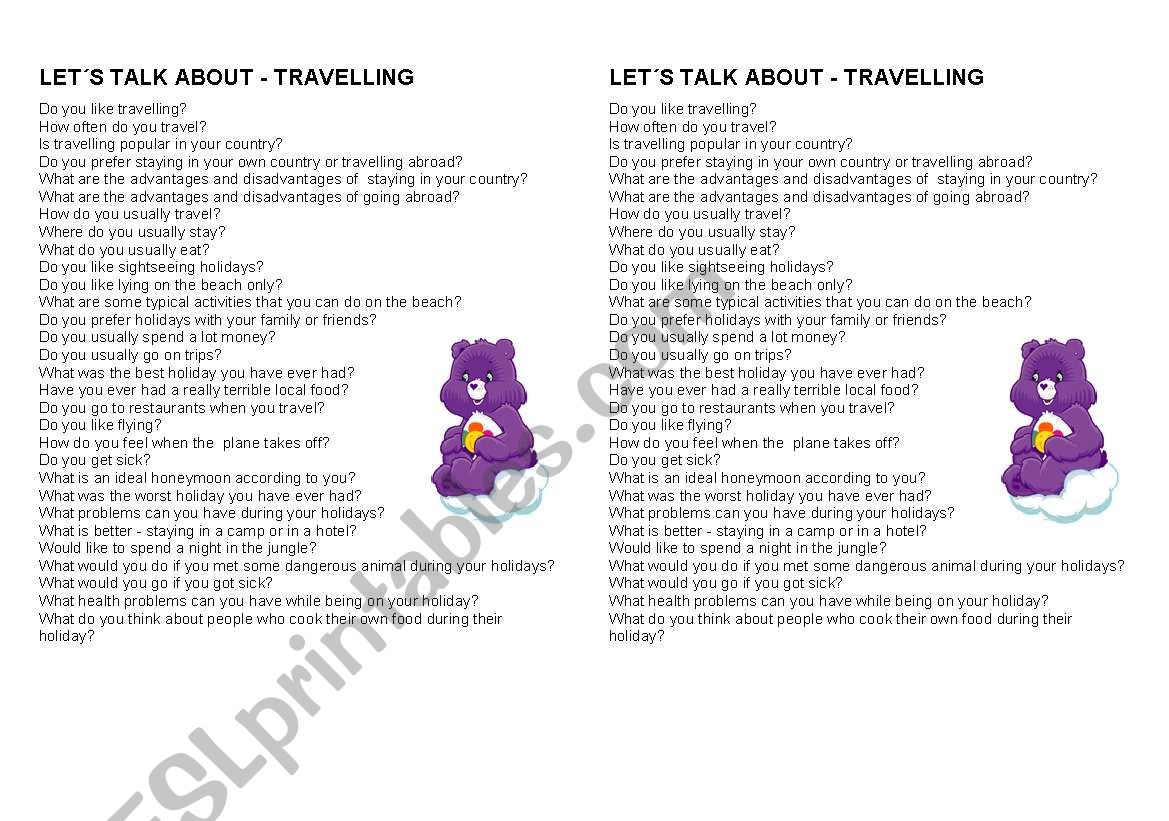 Let´s Talk About - TRAVELLING - ESL Worksheet By Mariana_x