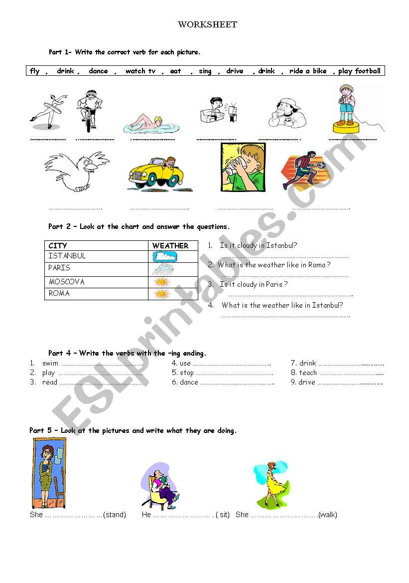 verbs,time,weather... worksheet