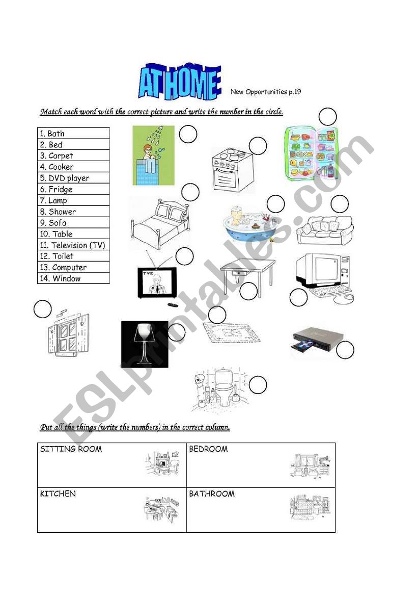 At home worksheet