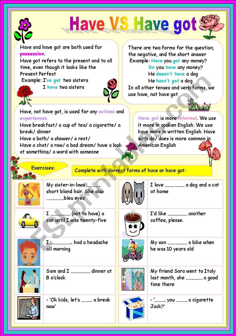 to have or to have got - ESL worksheet by ben 10