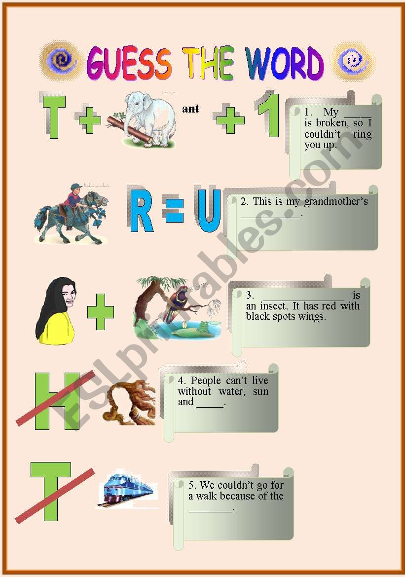 Guess The Word ESL Worksheet By Krolya