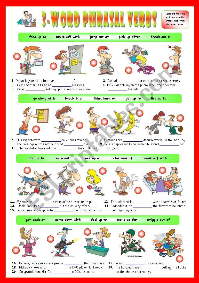 Second Series Of 3 Word Phrasal Verbs Exercises Part 2 3 Key 