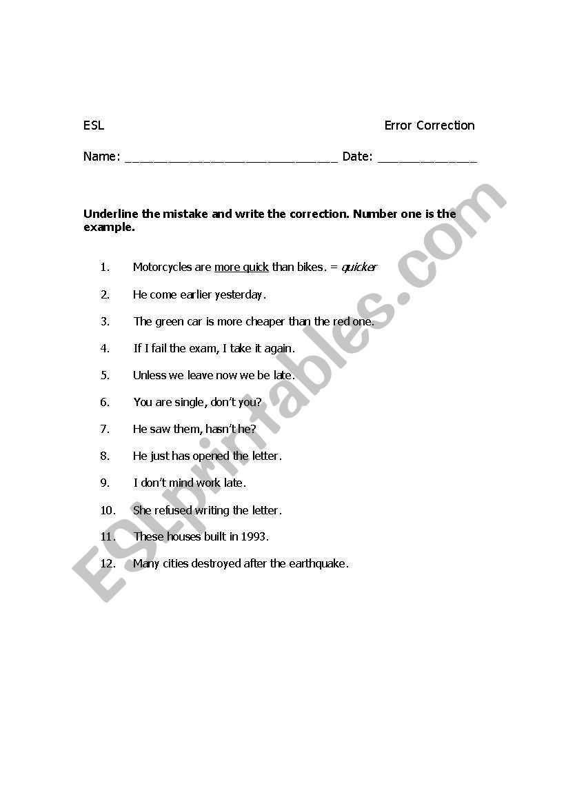 Basic Grammar worksheet