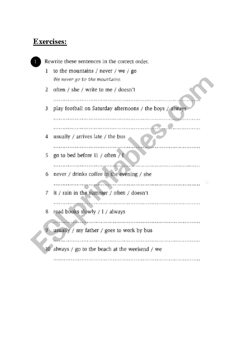 Adv of frequency worksheet
