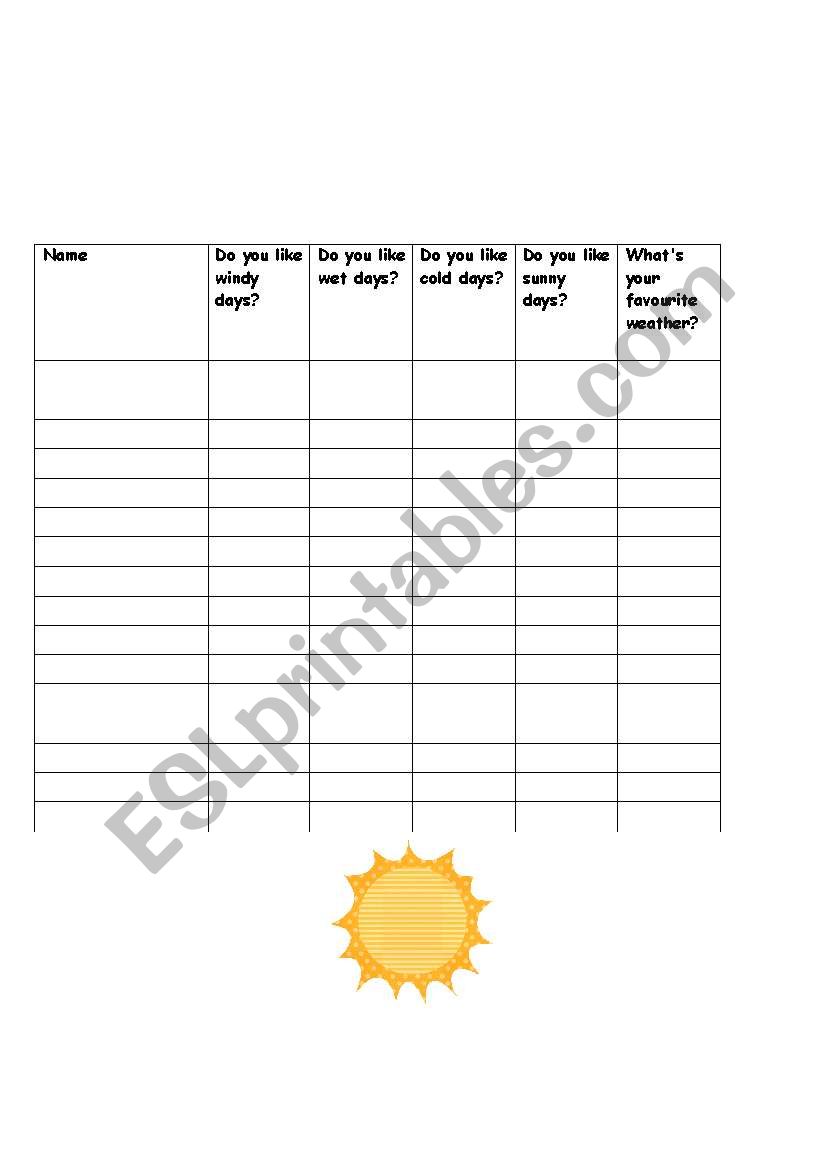 weather survery worksheet