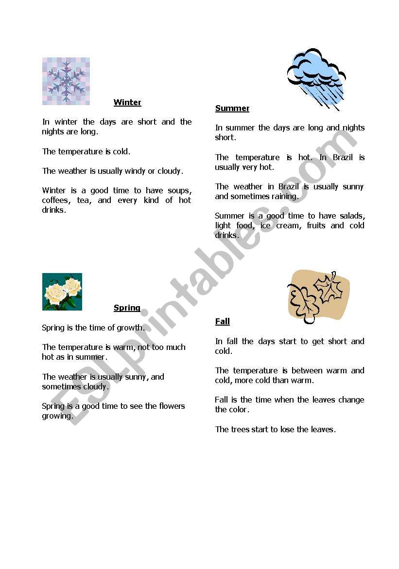 Seasons worksheet