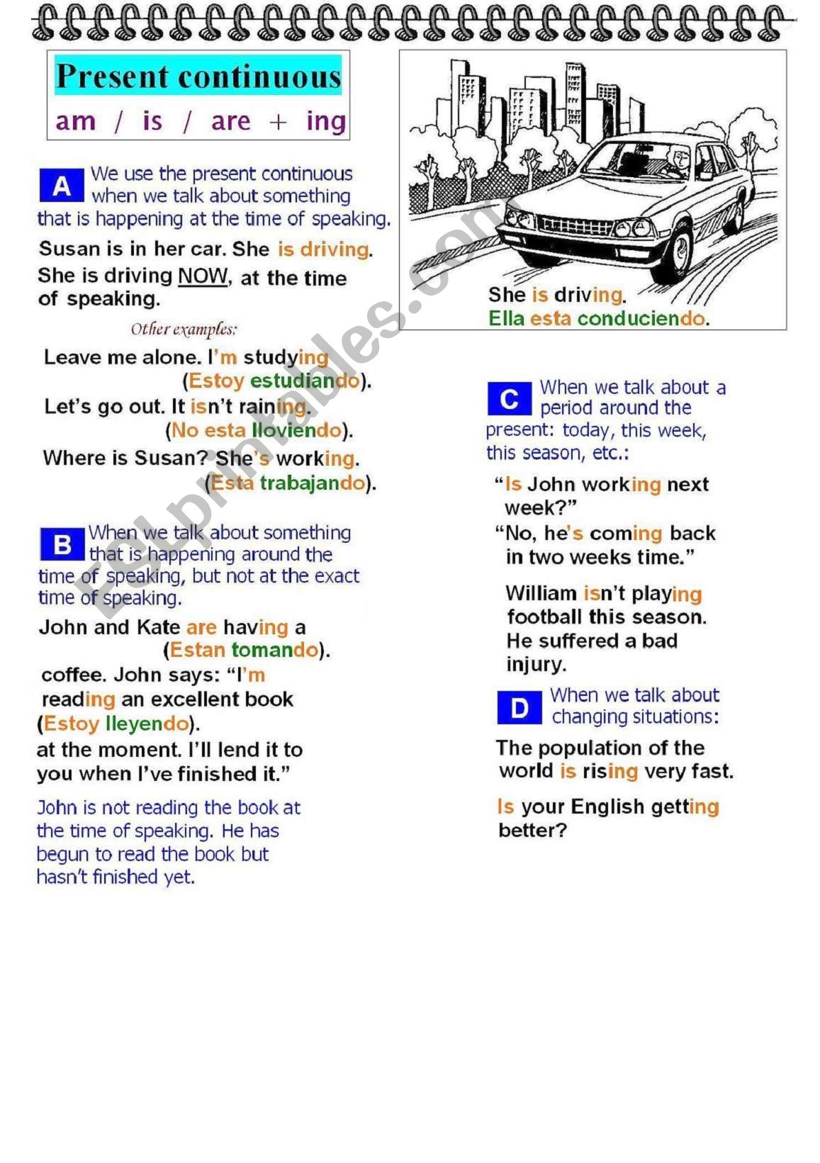 Present Continuous Tense worksheet