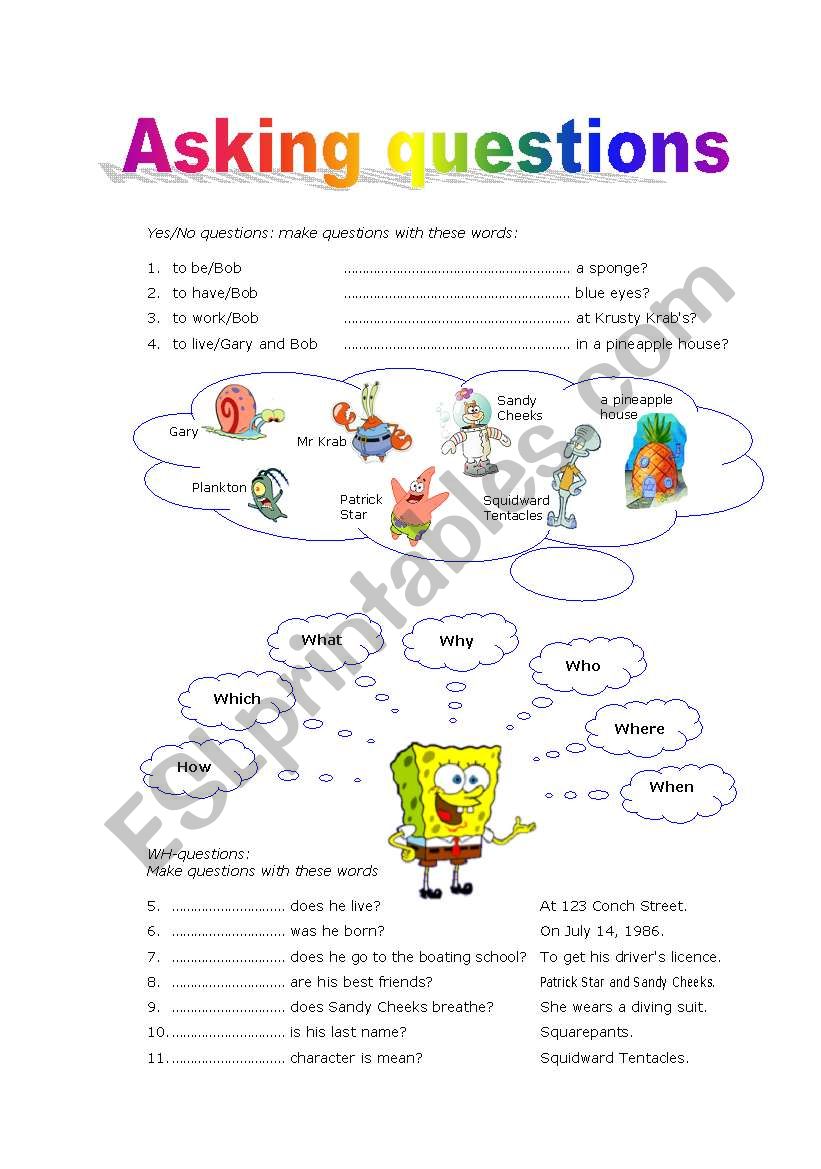 Asking Questions ESL Worksheet By KimJ