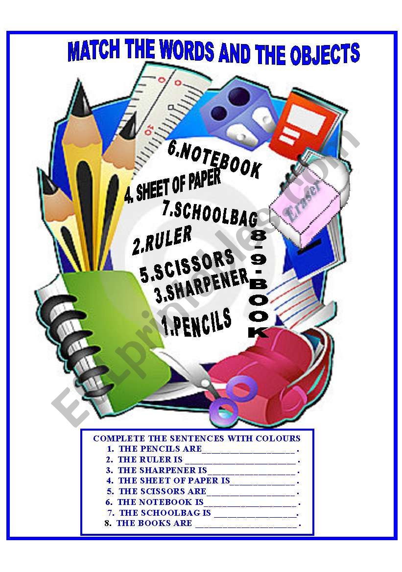 SCHOOL OBJECTS worksheet