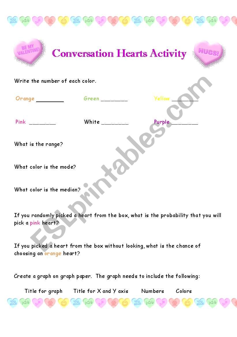 Conversation Hearts worksheet