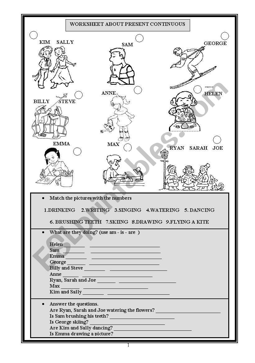 PRESENT CONTINUOUS TENSE worksheet