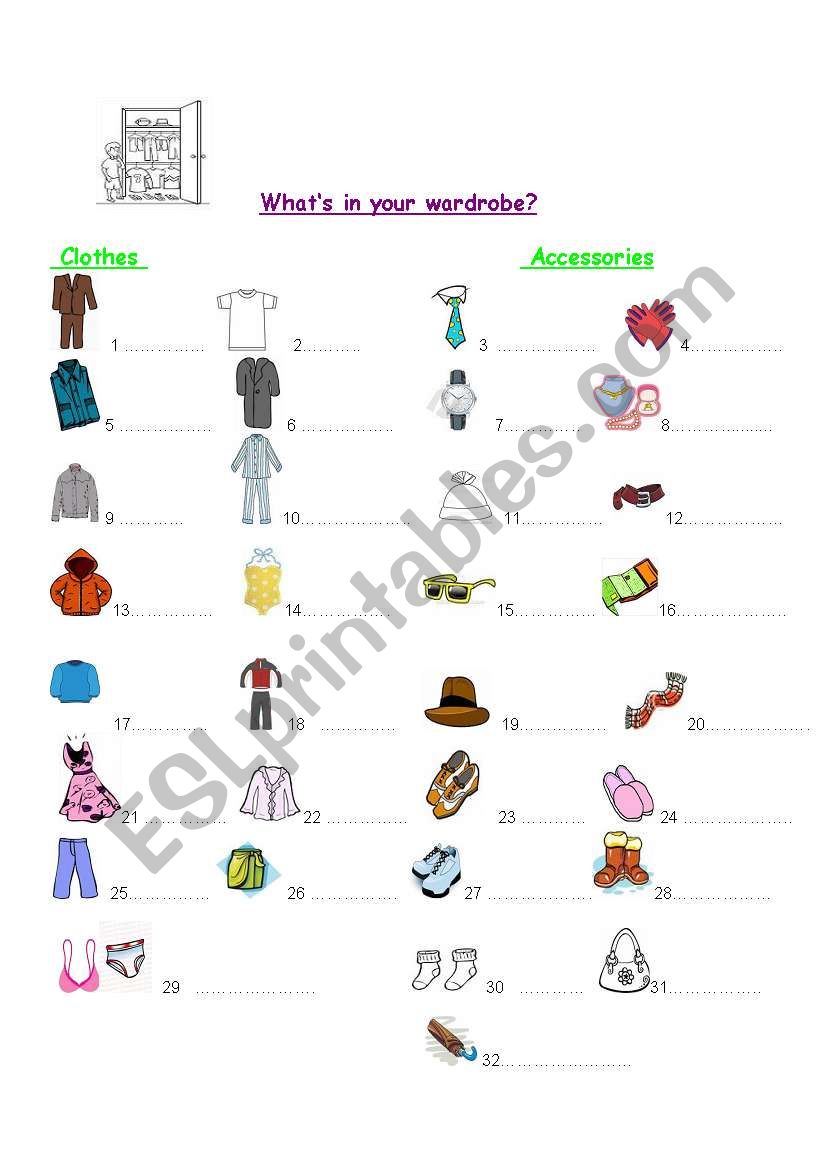 what´s in your wardrobe? - ESL worksheet by mimau
