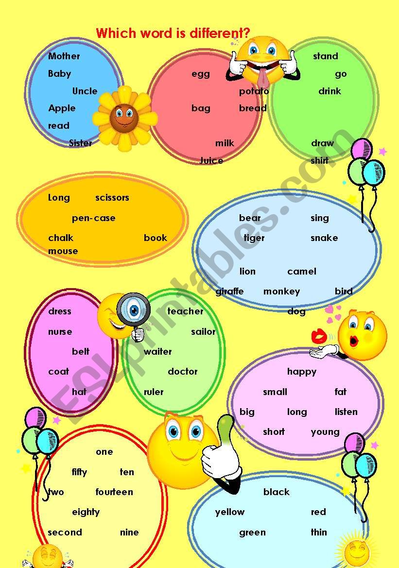 which word is different? worksheet