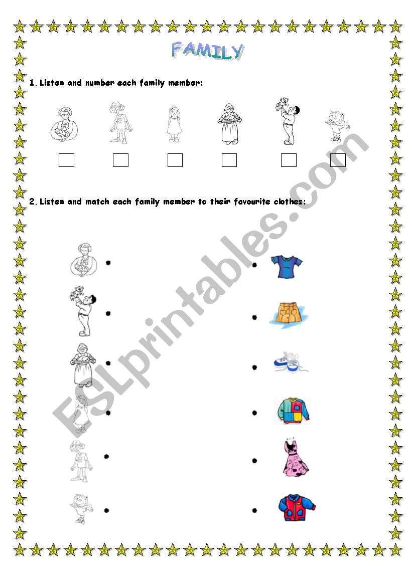 Family and Clothes worksheet worksheet