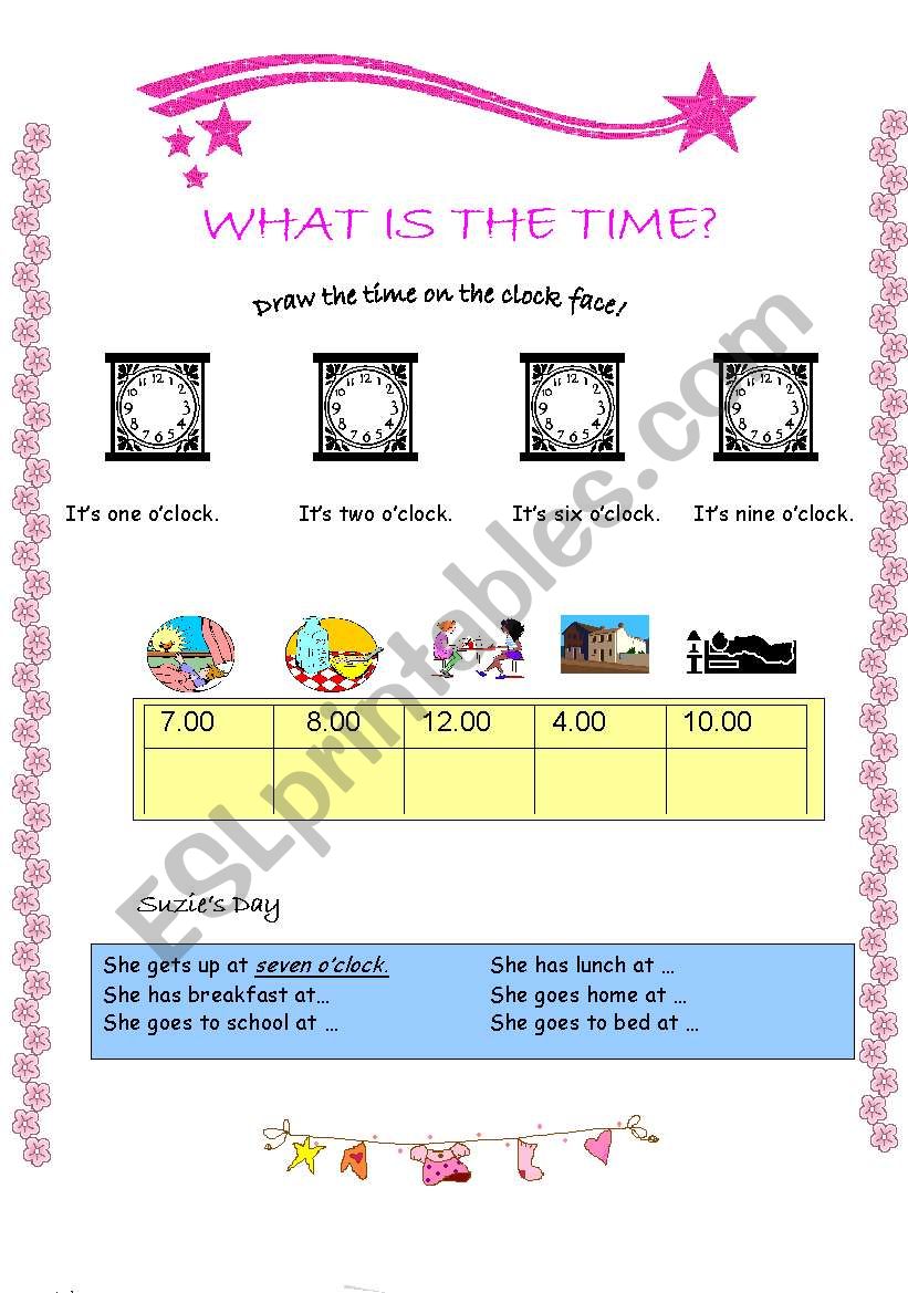 English worksheets: What is the time?