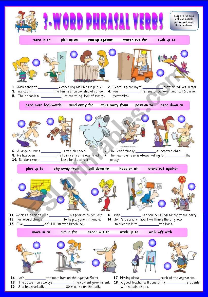 Third Series Of 3 Word Phrasal Verbs Exercises Part 2 3 Key 